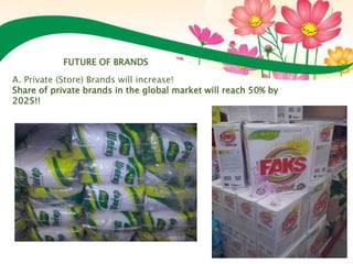 FUTURE OF BRANDS
А. Private (Store) Brands will increase!
Share of private brands in the global market will reach 50% by
2025!!
 