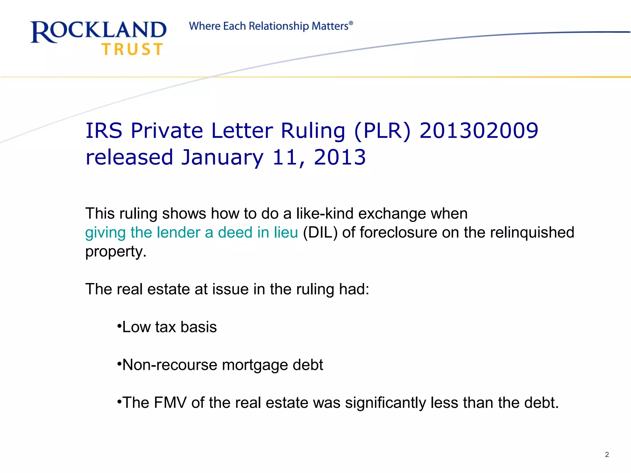 Private Letter Ruling (PLR) 201302009 PPT