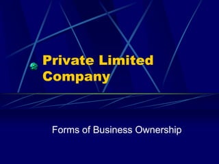 Private Limited
Company
Forms of Business Ownership
 