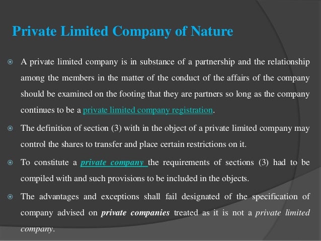 Private Limited Company Nature Of Business