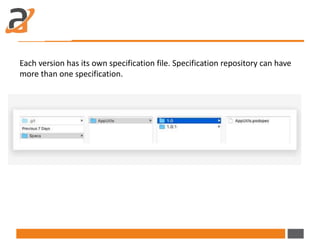 Each version has its own specification file. Specification repository can have
more than one specification.
 