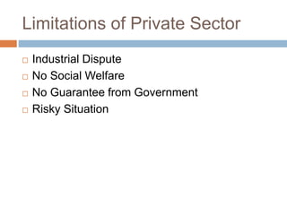 Private sector enterprises