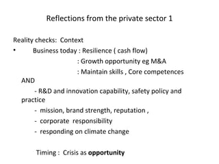 Reflections from the private sector 1 ,[object Object],[object Object],[object Object],[object Object],[object Object],[object Object],[object Object],[object Object],[object Object]