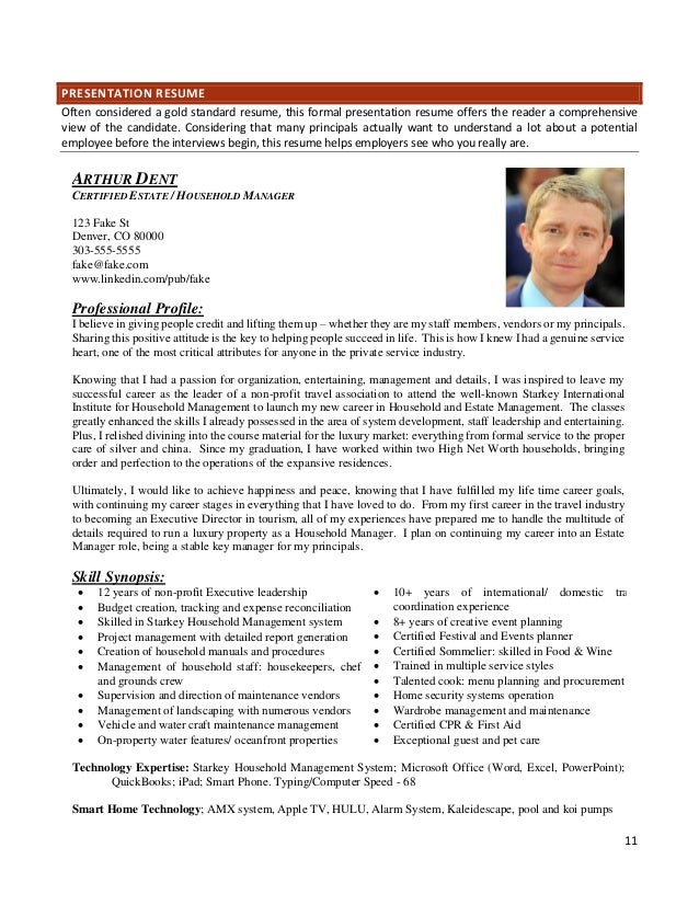 resume templates for the modern household manager