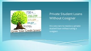 Private Student Loans
Without Cosigner

It is very rare to receive a private
student loan without using a
cosigner.
 