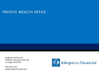 PRIVATE WEALTH OFFICE
Integress Financial, LLC
10785 W. Twain Ave. Suite 120
Las Vegas, NV 89135
(702) 425-7211
www.integressfinancial.com
 
