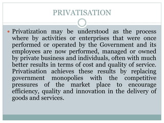 Aggressive Privatization Privatisation and public sector in india | PPTX