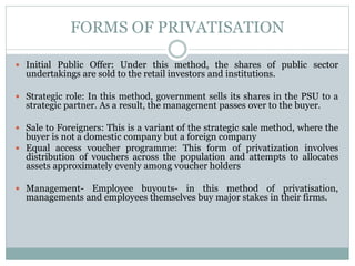 Aggressive Privatization Privatisation and public sector in india | PPTX