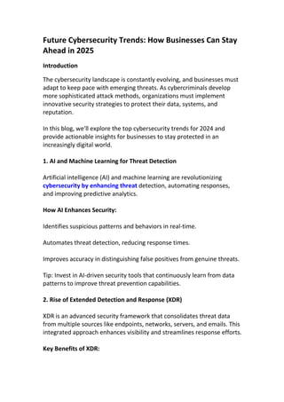 Future Cybersecurity Trends: How Businesses Can Stay Ahead in 2025 | PDF