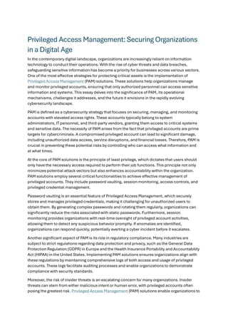 Privileged Access Management: Securing Organizations in a Digital Age | PDF
