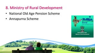 8. Ministry of Rural Development
• National Old Age Pension Scheme
• Annapurna Scheme
 