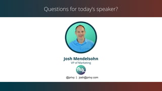 Josh Mendelsohn
VP of Marketing
Questions for today’s speaker?
@privy | josh@privy.com
 