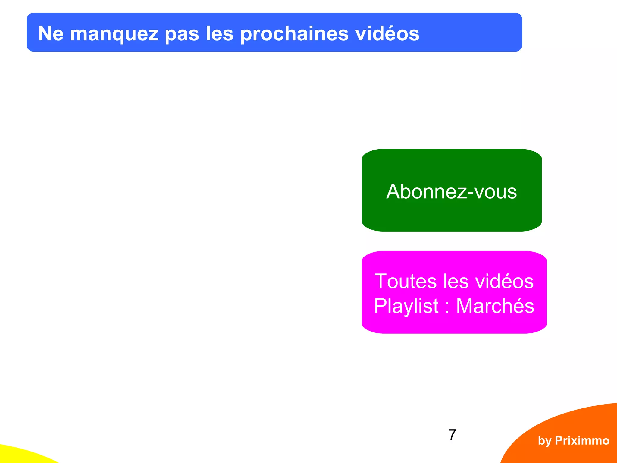 7
Ne manquez pas les prochaines vidéos
Abonnez-vous
Toutes les vidéos
Playlist : Marchés
by Priximmo