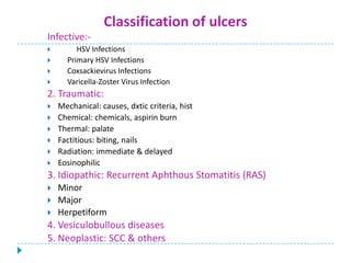 Minor Ras Ulcers Priya seminar on ulcerative,vesicular and bullous lesions | PPTX