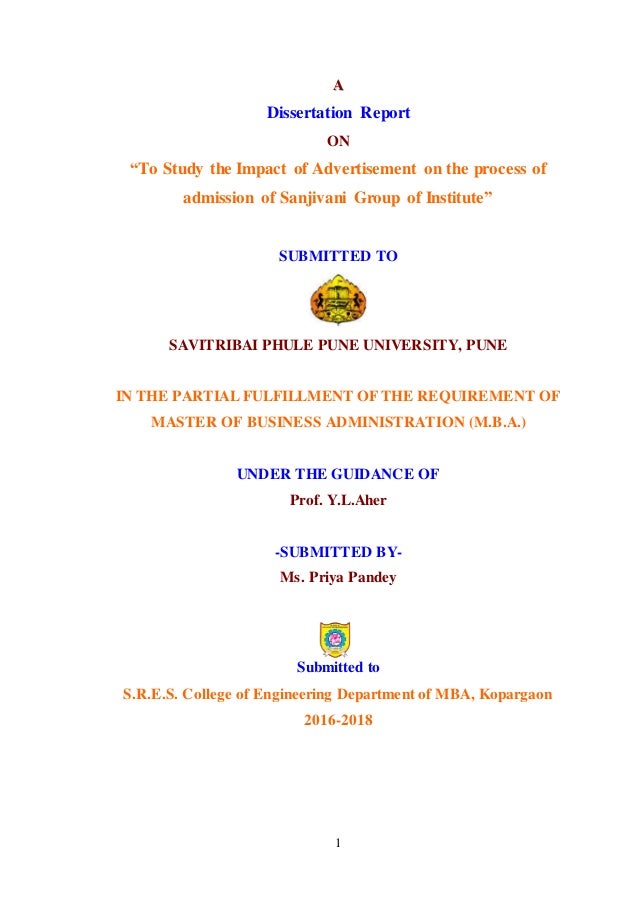 Dissertation report on advertisements
