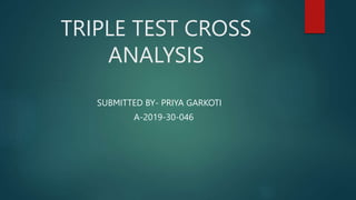 TRIPLE TEST CROSS
ANALYSIS
SUBMITTED BY- PRIYA GARKOTI
A-2019-30-046
 