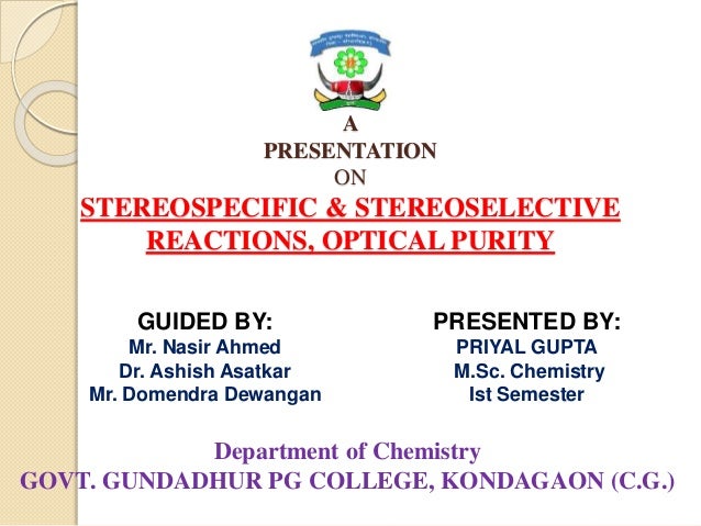 Stereospecific Reaction Stereoselective Reaction Optical Purity En Stereospecific Reaction Stereoselective Reaction Optical Purity En
