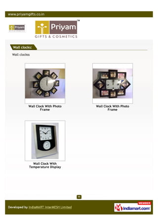 Wall clocks:

Wall clockss




           Wall Clock With Photo   Wall Clock With Photo
                   Frame                   Frame




             Wall Clock With
           Temperature Display
 