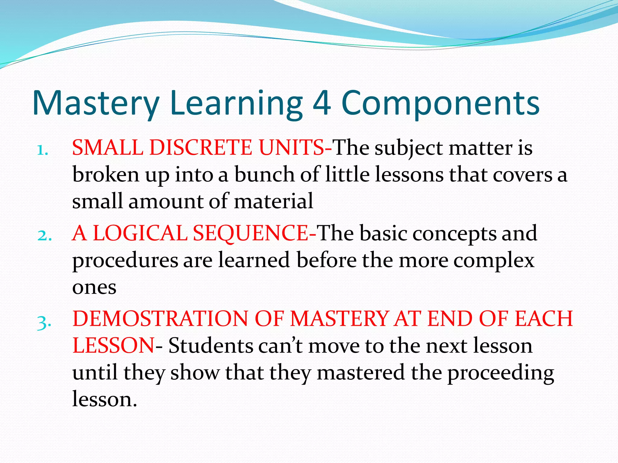 Mastery Learning Model | PPTX