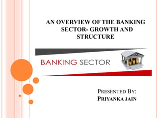 AN OVERVIEW OF THE BANKING
SECTOR- GROWTH AND
STRUCTURE
PRESENTED BY:
PRIYANKA JAIN
 