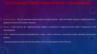 Primary or secondary immunodeficiency disorders | PPTX