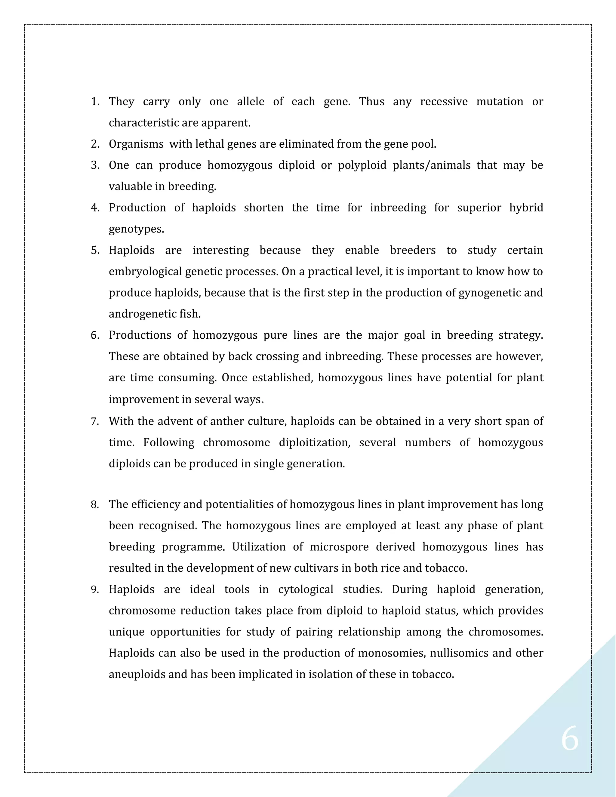 Production of Haploid and its Significance by Syekat | PDF
