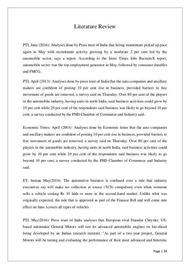 literature review of customer satisfaction in automobile industry literature review of customer satisfaction in automobile industry