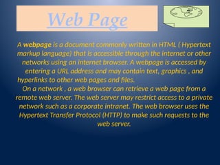 Comprehensive Overview of Internet Basics and Web Technologies | PPTX