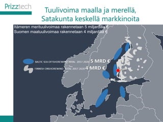 Tuulivoima maalla ja merellä,
Satakunta keskellä markkinoita
16
Itämeren merituulivoimaa rakennetaan 5 miljardilla €
Suomen maatuulivoimaa rakennetaan 4 miljardilla €
 