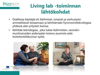 Prizztech Óy / Living lab - käyttäjälähtöistä  hyvinvointia Satakuntaan -hankkeen toiminta ja tulokset