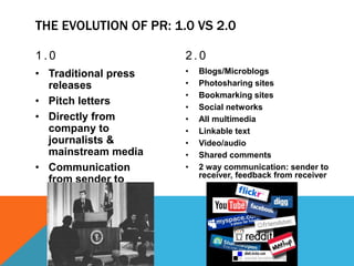 The evolution of pr: 1.0 vs 2.01.0Traditional press releases