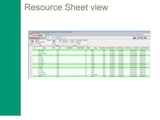 Resource Sheet view
 