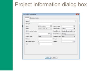 Project Information dialog box
 
