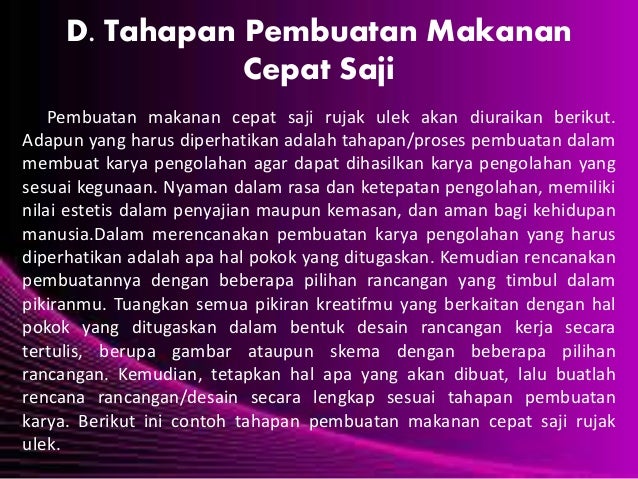 Pengolahan Makanan Cepat Saji