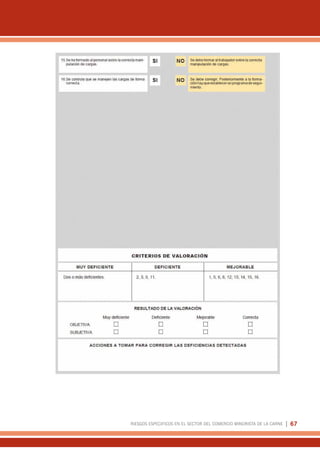 RIESGOS ESPECIFICOS EN EL SECTOR DEL COMERCIO MINORISTA DE LA CARNE | 67
 