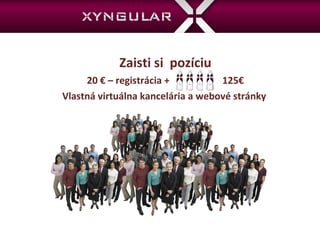 Zaisti si  p ozíci u 20 € – registrácia +  125€ Vlastná virtuálna kancelária a webové stránky  