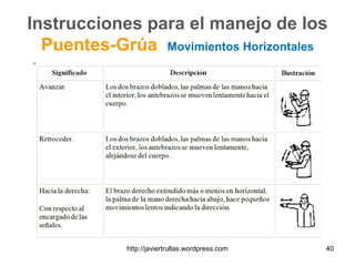 Instrucciones para el manejo de los
Puentes-Grúa Movimientos Horizontales
http://javiertrullas.wordpress.com 40
 