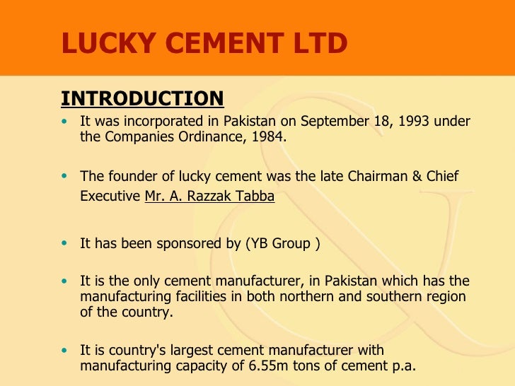 Analysis of Financial Statements (Lucky Cement Limited)