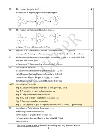 Practical MCQ Bank for experiments: Medicinal chemistry I | PDF