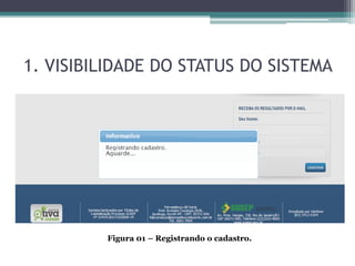 1. VISIBILIDADE DO STATUS DO SISTEMA

Figura 01 – Registrando o cadastro.

 