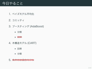 3/50
դ뤳
1. ٥ǥƽ
2. ߥåƥ
3. ֩`ƥ (AdaBoost)

؎
4. ľǥ (CART)
؎

5. ϥǥ
 