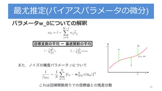 最尤推定(バイアスパラメータの微分)
13
パラメータw_0についての解釈
 