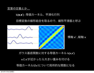 …

               k(x,x’) :




                                           x’ ,   x




                                     k(x,x’)

                    x      x’

                                x‘

2010   7   9
 