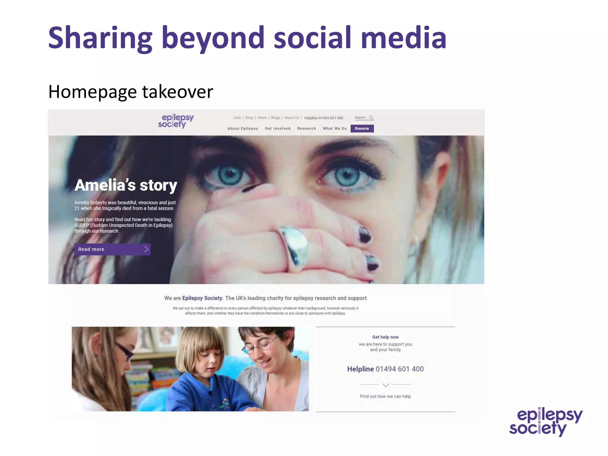 Sharing beyond social media
Homepage takeover
 