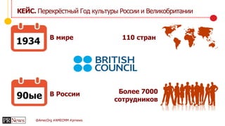 @AmecOrg #AMECMM #prnews
1934
90ые
В мире
В России
110 стран
Более 7000
сотрудников
КЕЙС. Перекрёстный Год культуры России и Великобритании
 