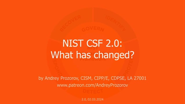 NIST Cybersecurity Framework (CSF) 2.0: What has changed? | PDF ... 