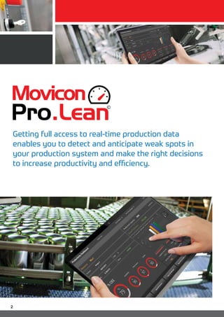 22
Getting full access to real-time production data
enables you to detect and anticipate weak spots in
your production system and make the right decisions
to increase productivity and efficiency.
 
