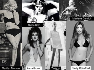 Marlene Dietrich Theda Bara Twiggy Marilyn Monroe Cindy Crawford Luiza Brunet 