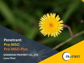 Penetrant:
Pro-MSO
Pro-MSO Plus
SHANGHAI PROFIRST CO., LTD.
Luna Chen
 