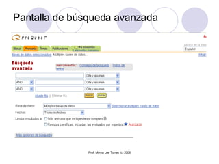 Pantalla de búsqueda avanzada 